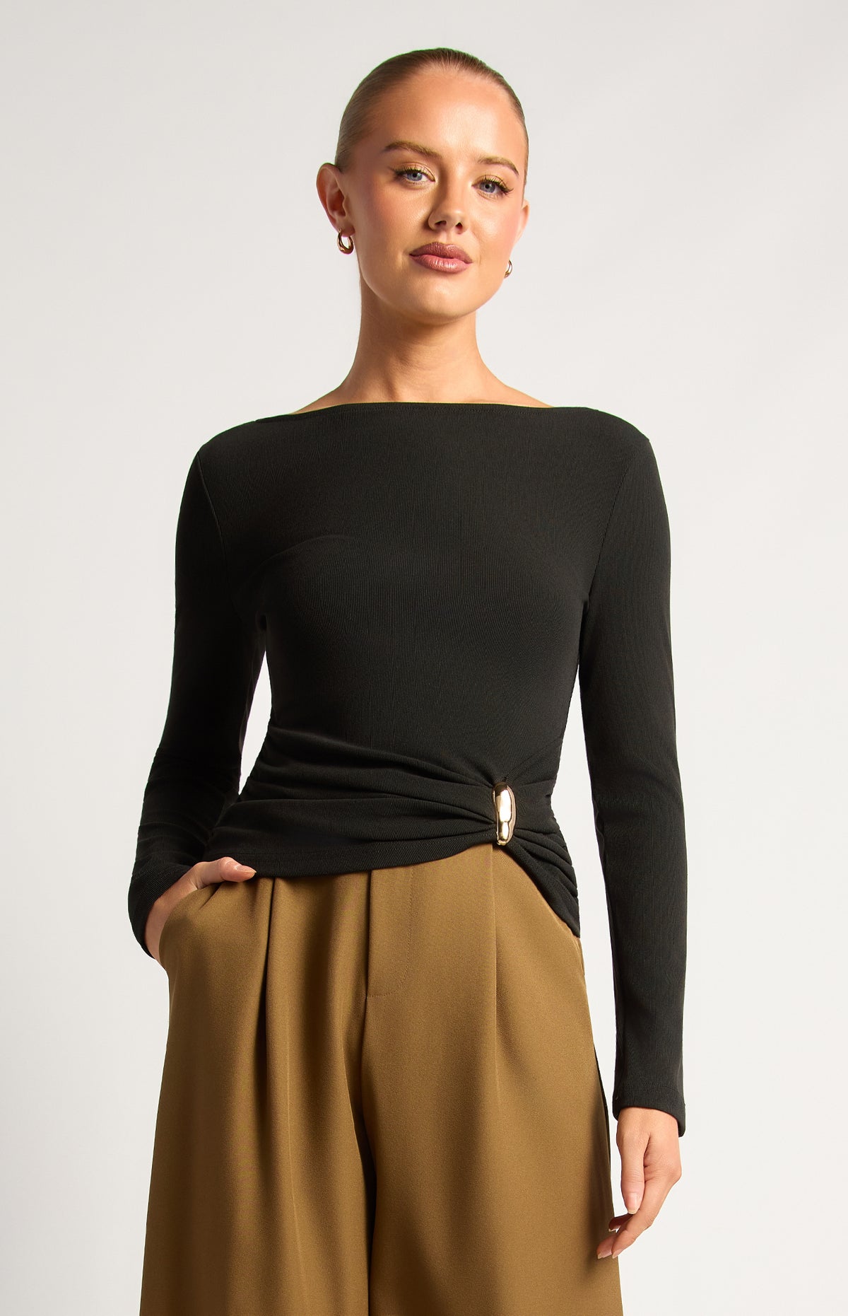 Becci Long Sleeve Top - Black