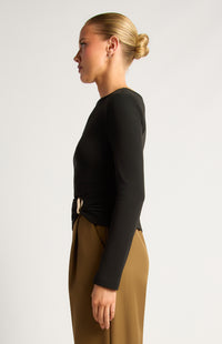 Becci Long Sleeve Top - Black