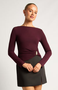 Becci Long Sleeve Top - Mulberry