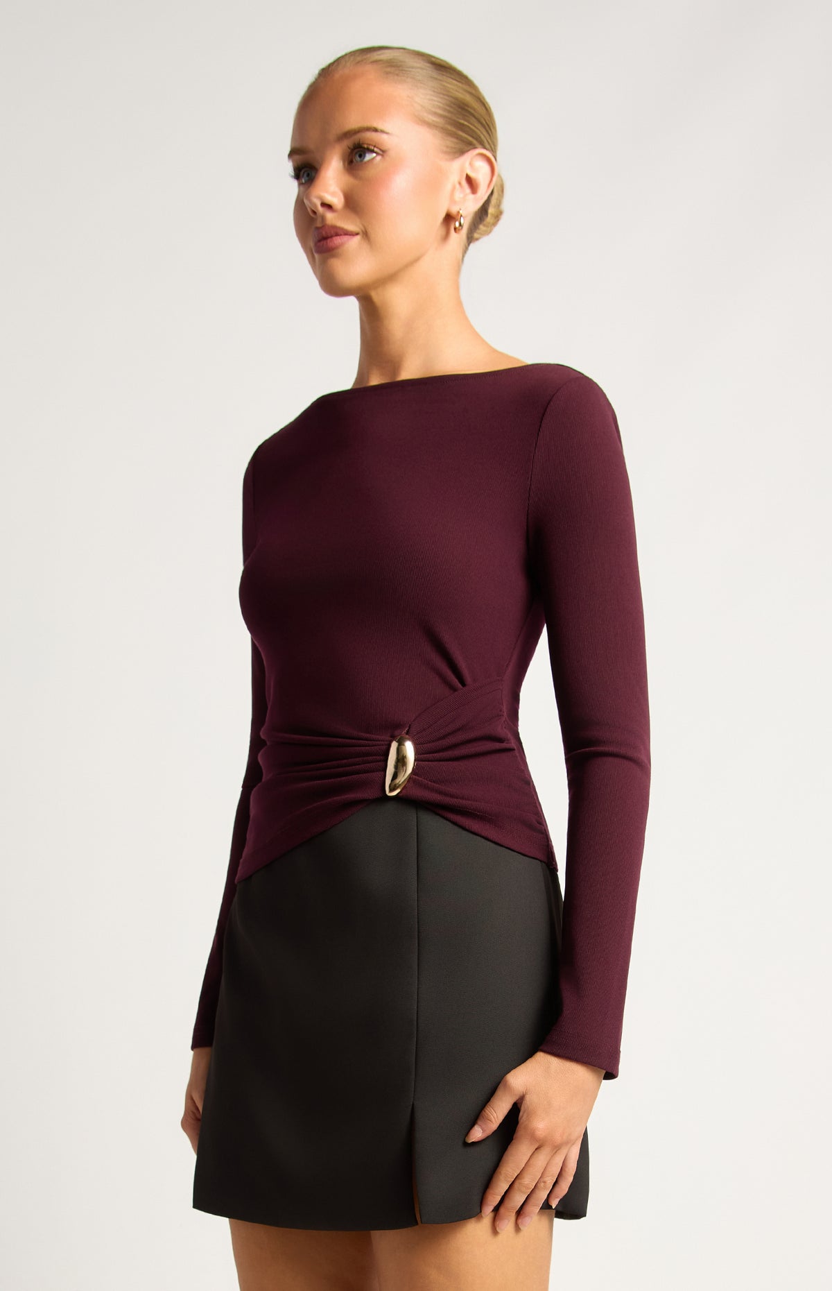 Becci Long Sleeve Top - Mulberry