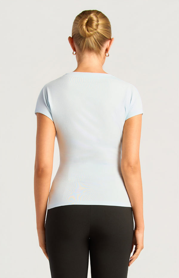 Summer Cowl Neck Top - Icy Blue