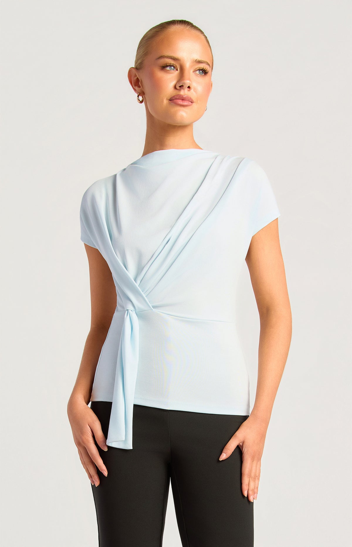 Summer Cowl Neck Top - Icy Blue