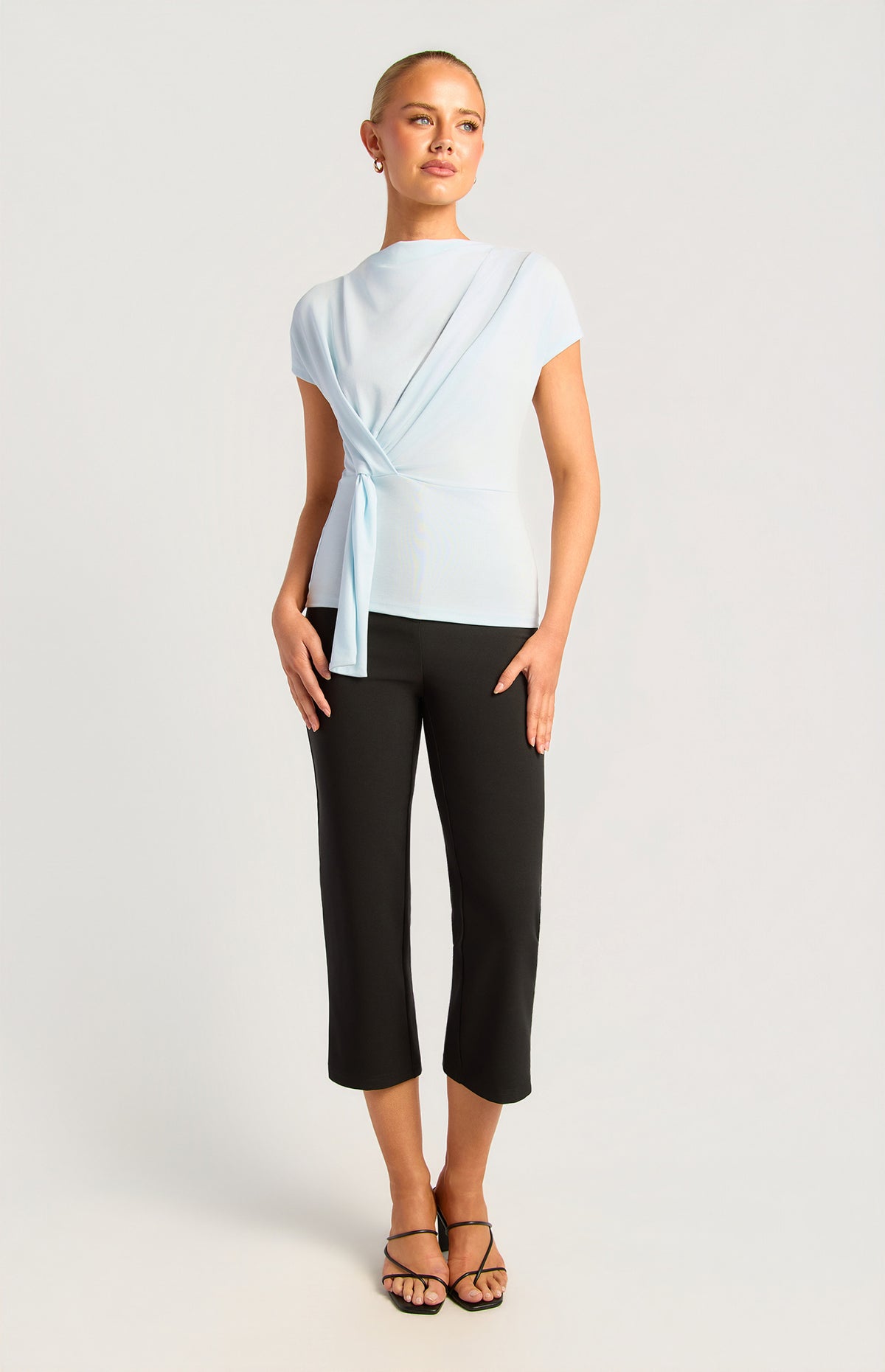 Summer Cowl Neck Top - Icy Blue