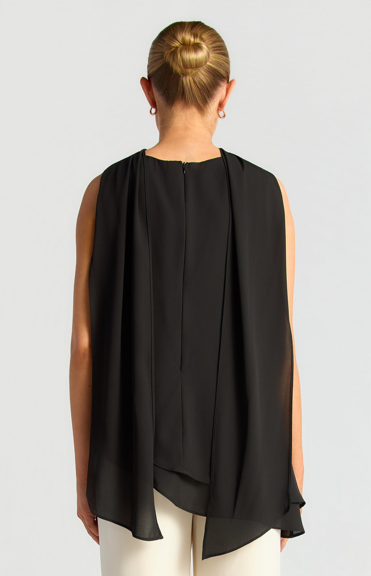 Elarina Scarf Chiffon Top - Black