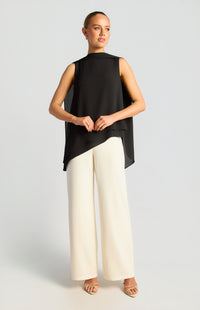 Elarina Scarf Chiffon Top - Black