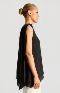 Elarina Scarf Chiffon Top - Black