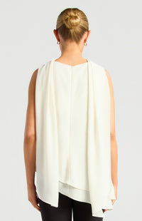 Elarina Scarf Chiffon Top - Bone