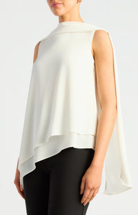 Elarina Scarf Chiffon Top - Bone