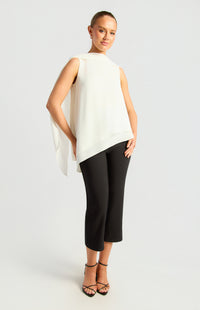 Elarina Scarf Chiffon Top - Bone