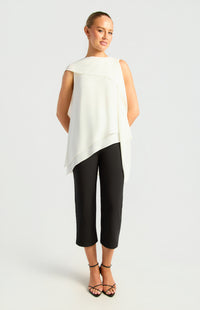 Elarina Scarf Chiffon Top - Bone