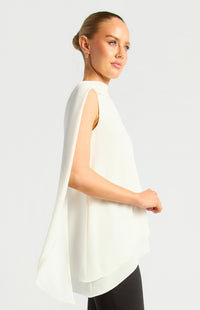 Elarina Scarf Chiffon Top - Bone