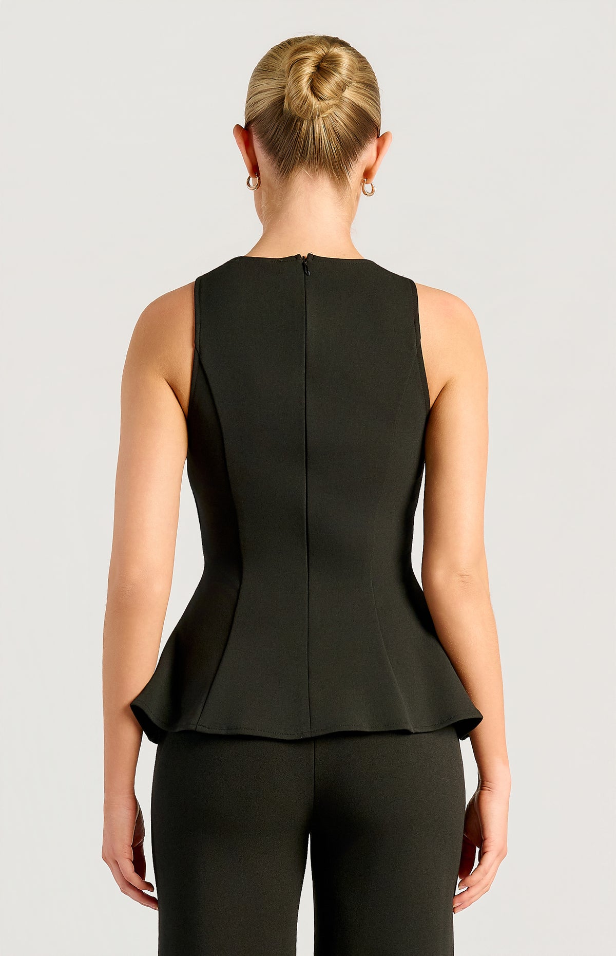 Loftus Peplum Sleeveless Top - Black