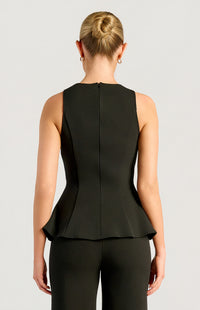 Loftus Peplum Sleeveless Top - Black