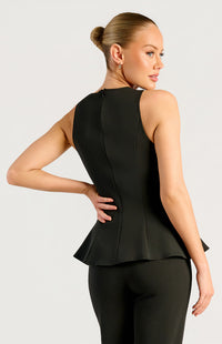 Loftus Peplum Sleeveless Top - Black