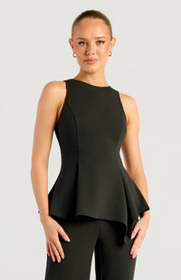 Loftus Peplum Sleeveless Top - Black