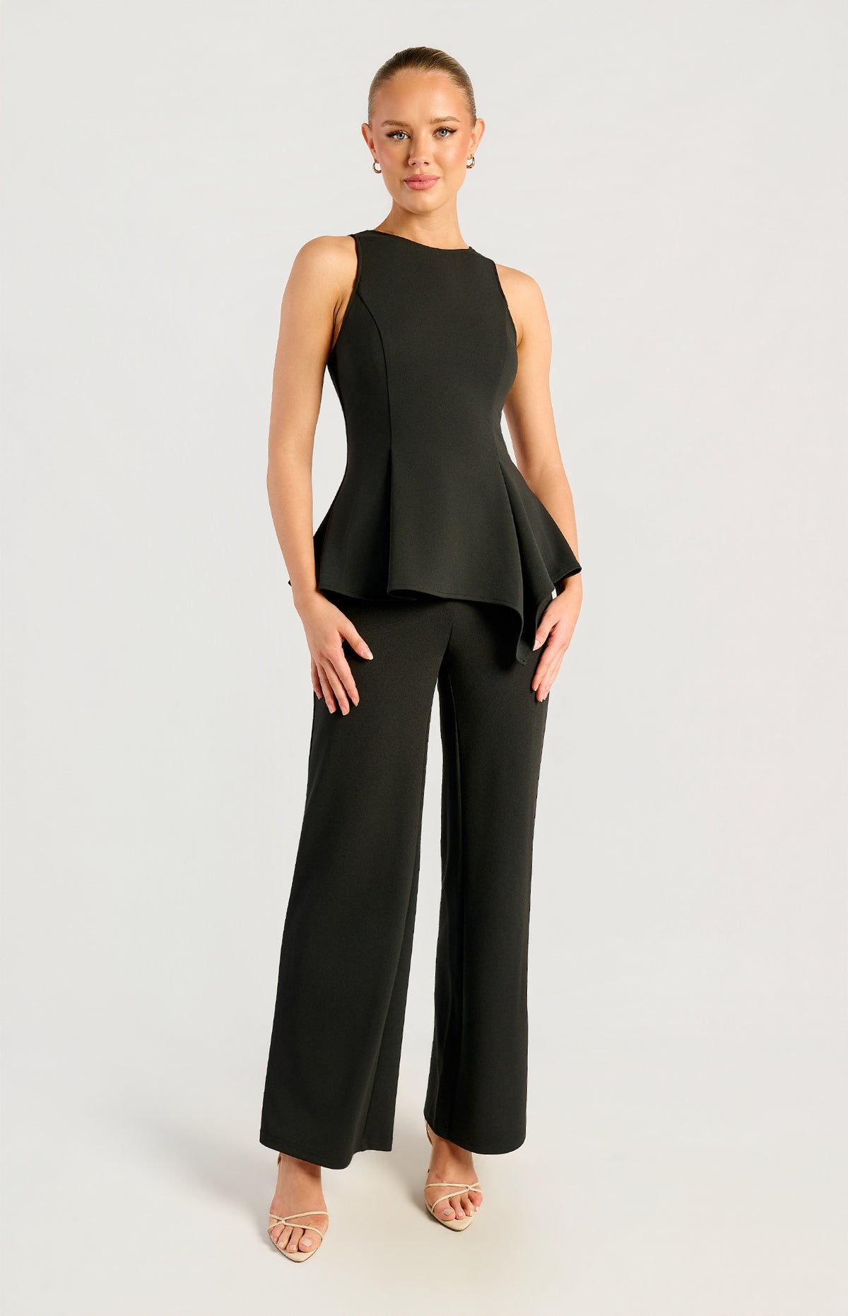 Loftus Peplum Sleeveless Top - Black