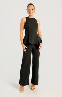 Loftus Peplum Sleeveless Top - Black