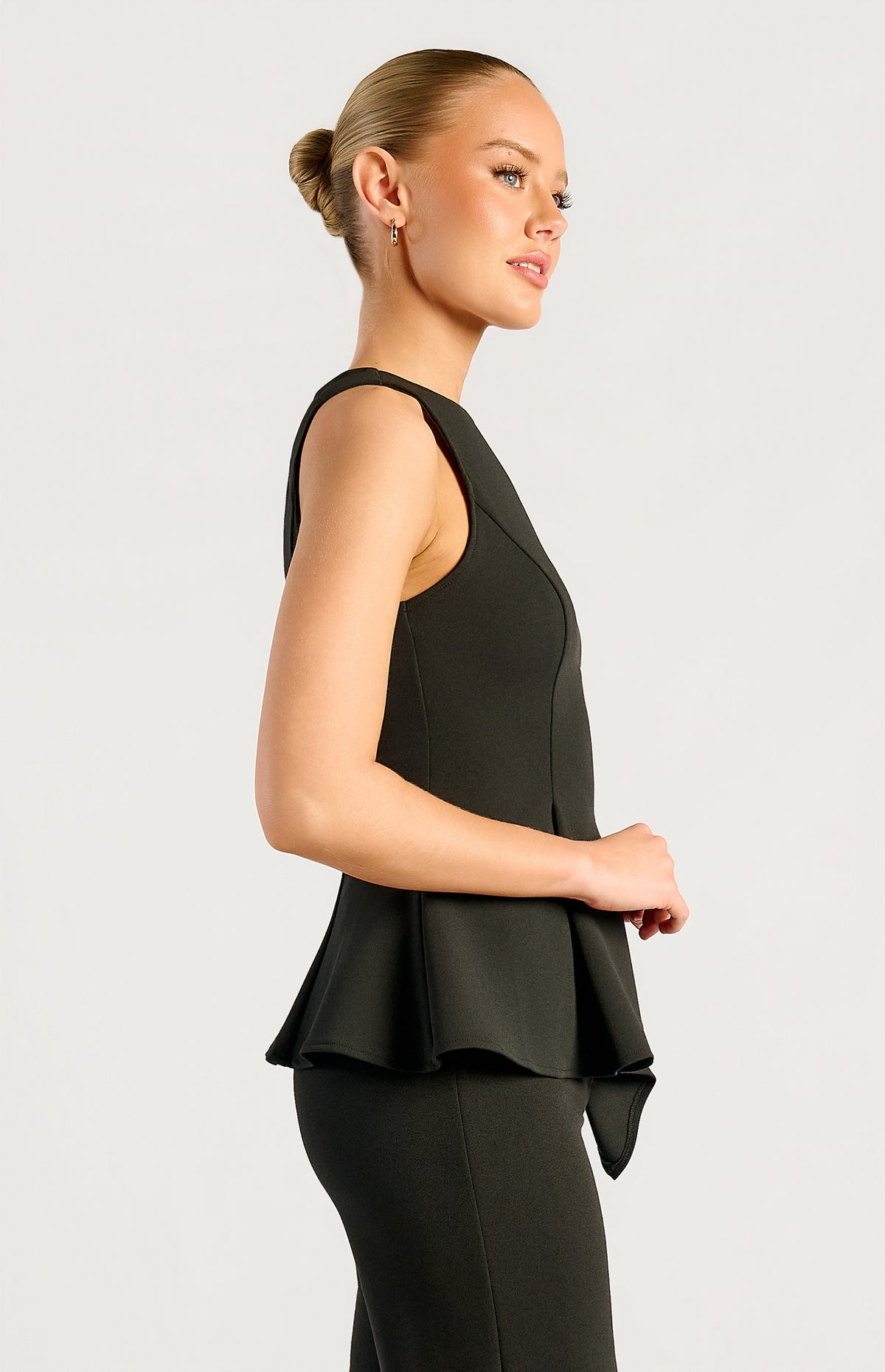 Loftus Peplum Sleeveless Top - Black