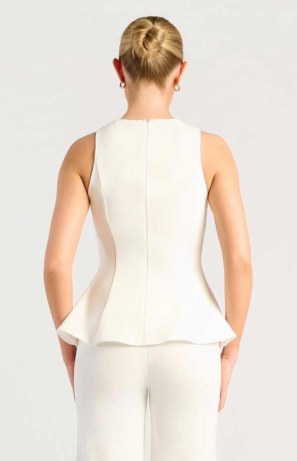 Loftus Peplum Sleeveless Top - White