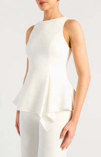 Loftus Peplum Sleeveless Top - White