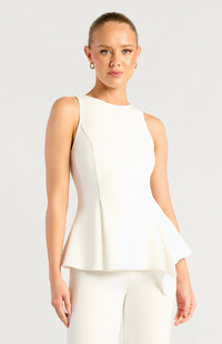 Loftus Peplum Sleeveless Top - White