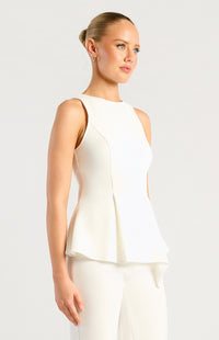 Loftus Peplum Sleeveless Top - White