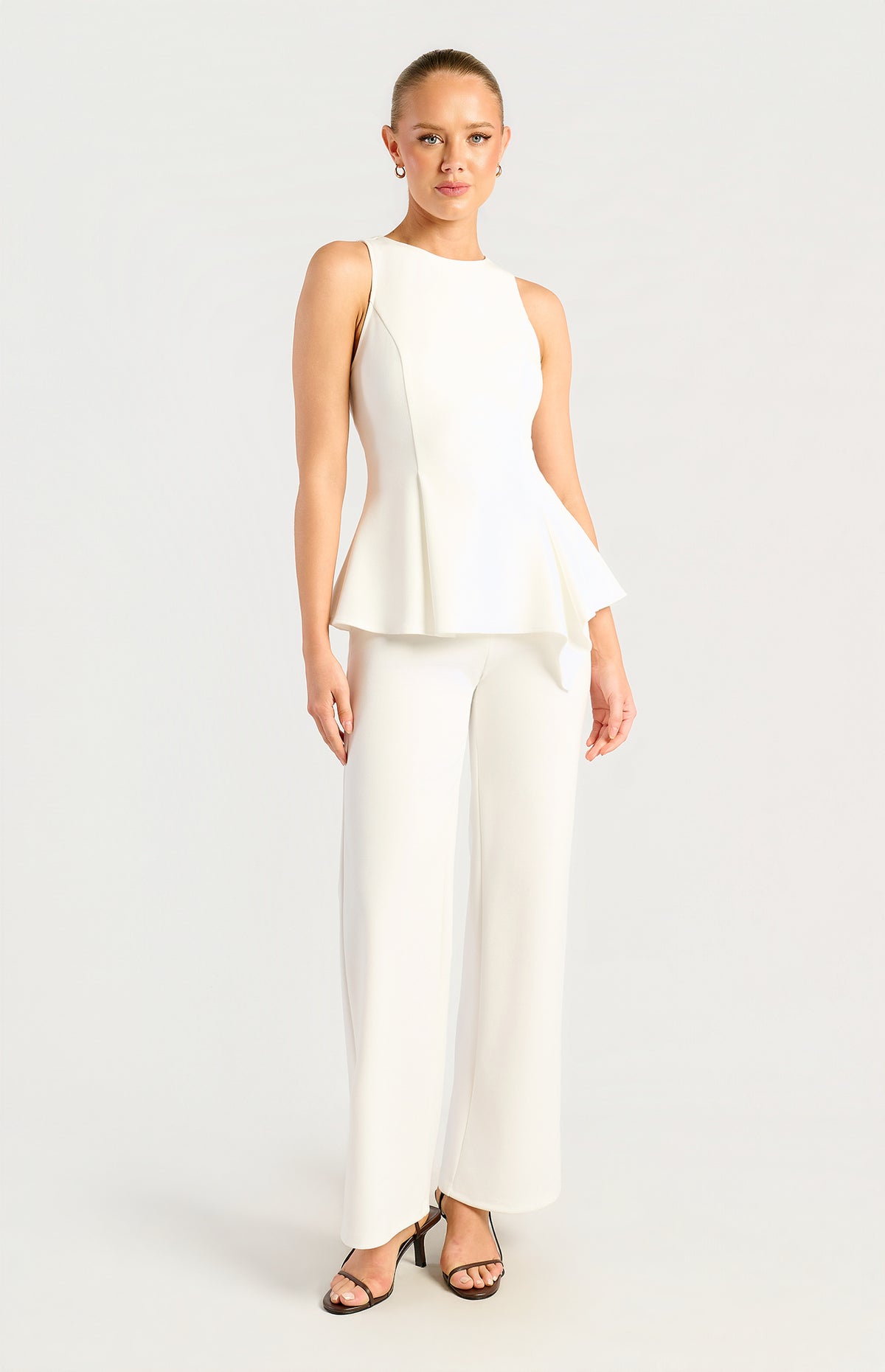 Loftus Peplum Sleeveless Top - White