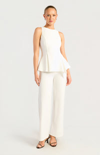Loftus Peplum Sleeveless Top - White