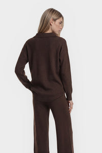 Kadie Jacket & Pants Knit Set - Espresso