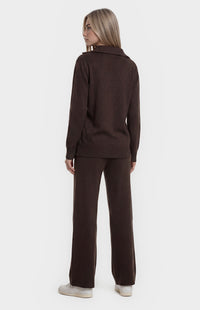 Kadie Jacket & Pants Knit Set - Espresso