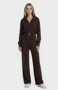 Kadie Jacket & Pants Knit Set - Espresso