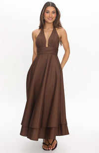 Jeremiah Halter Maxi Dress - Chocolate