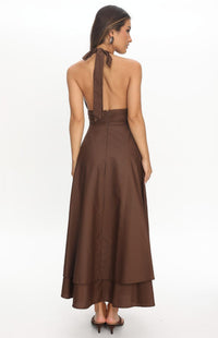 Jeremiah Halter Maxi Dress - Chocolate