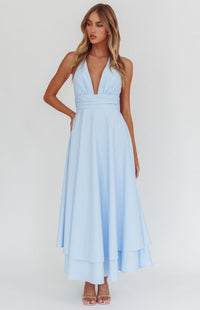 Jeremiah Halter Maxi Dress - Light Blue