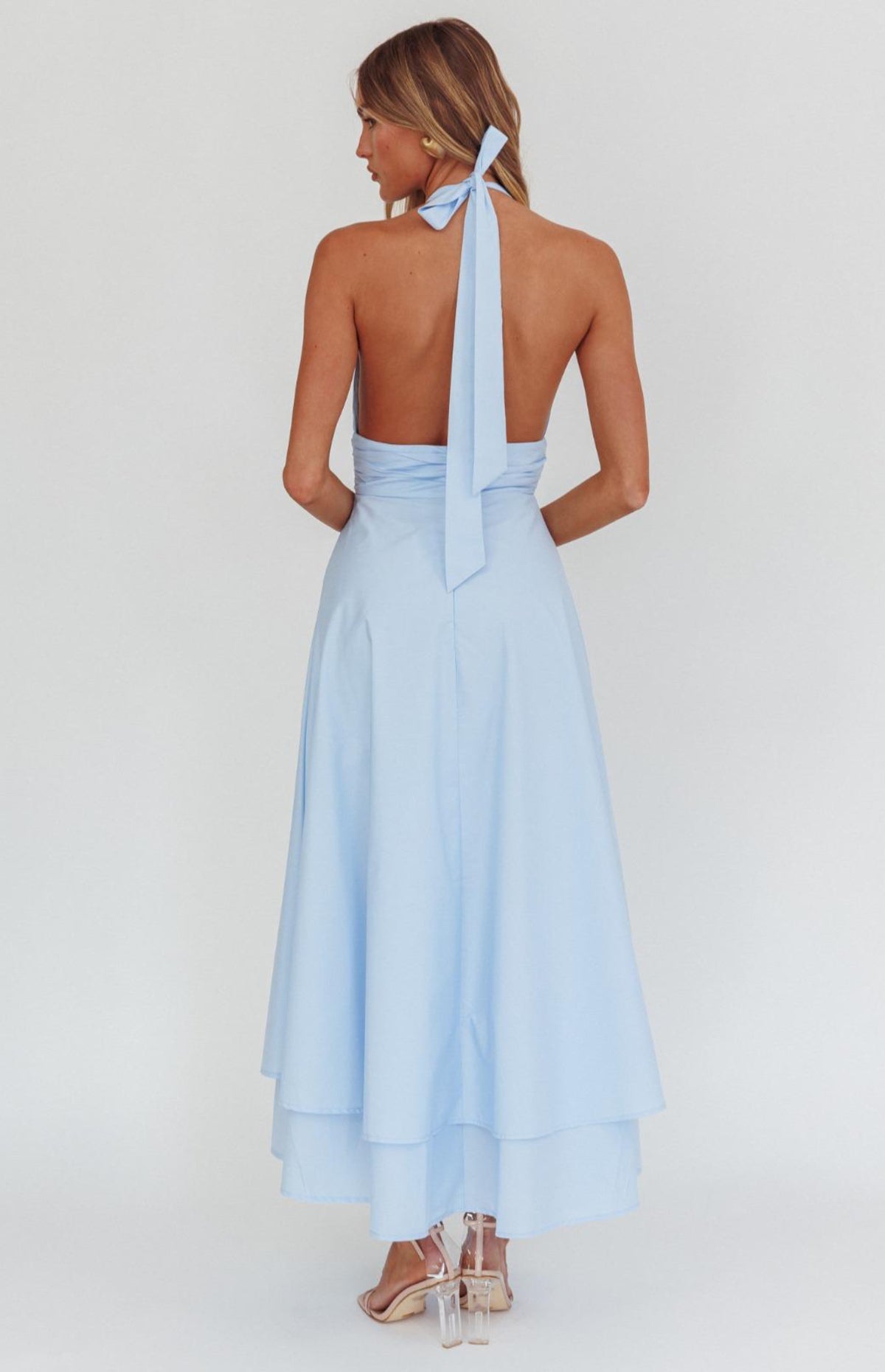 Jeremiah Halter Maxi Dress - Light Blue