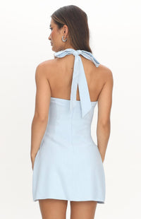 Ivana Halter Mini Dress - Blue