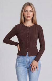 Casia Long Sleeve Knit Top - Espresso