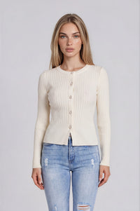 Casia Long Sleeve Knit Top - White