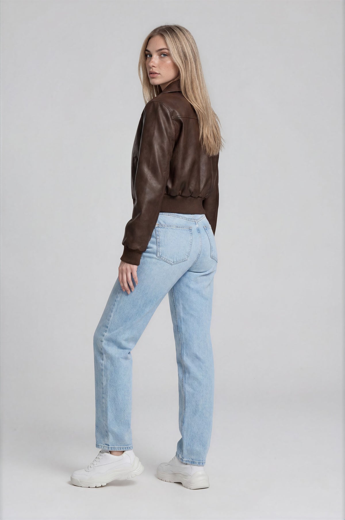 Elodie Faux Leather Jacket - Chocolate