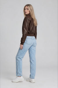 Elodie Faux Leather Jacket - Chocolate