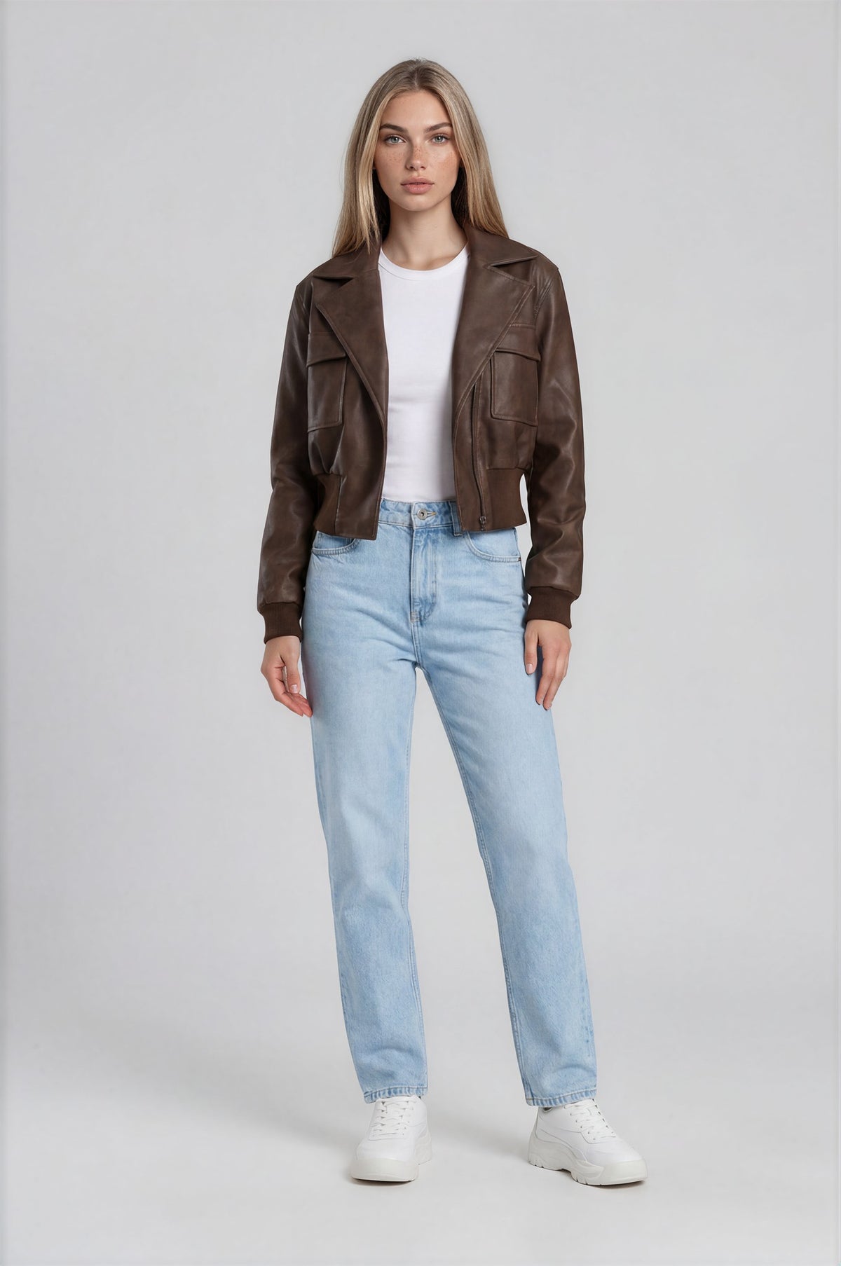 Elodie Faux Leather Jacket - Chocolate