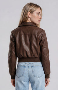 Elodie Faux Leather Jacket - Chocolate