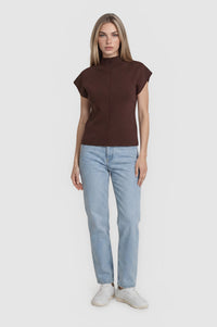 Grayson Short Sleeve Knit Top - Espresso