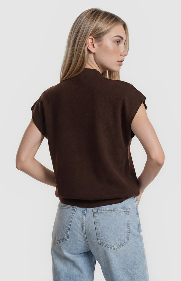 Grayson Short Sleeve Knit Top - Espresso