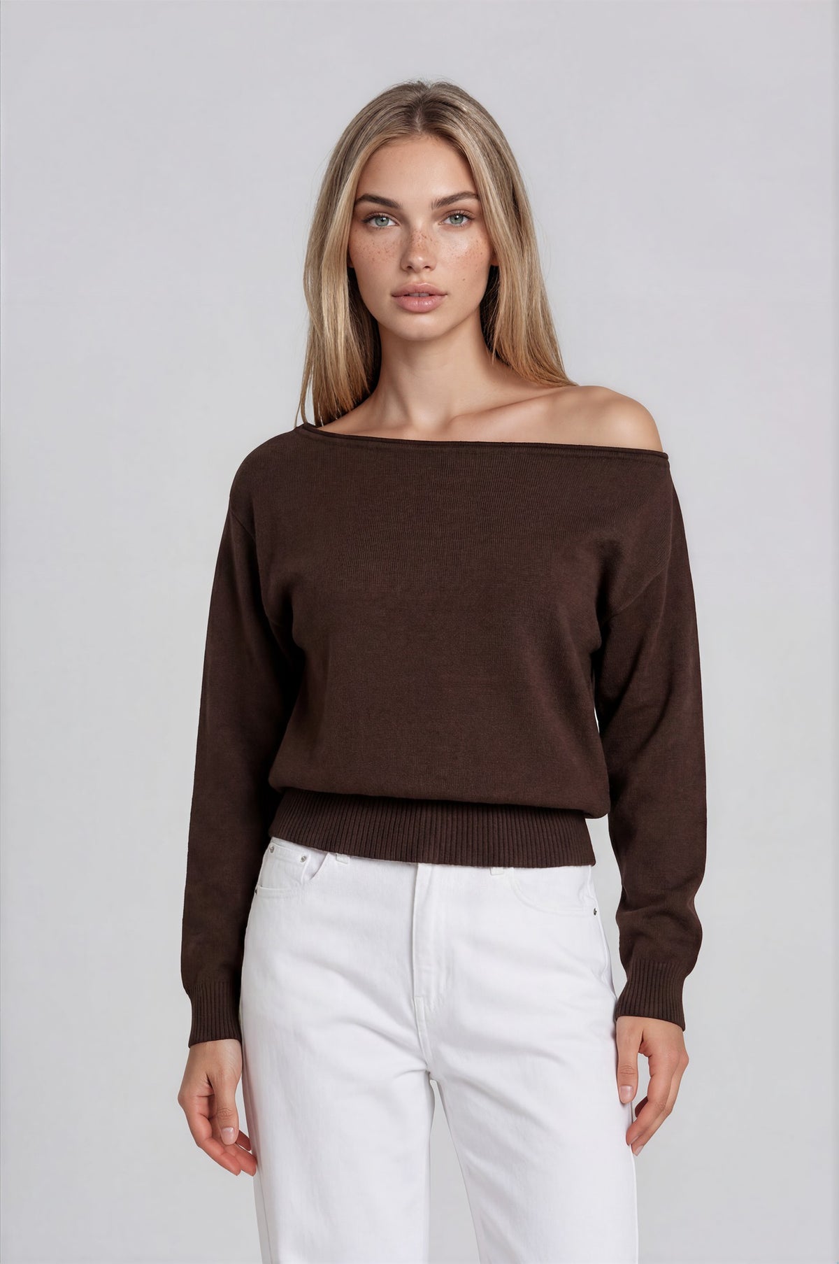 Isobel Off-Shoulder Top - Chocolate