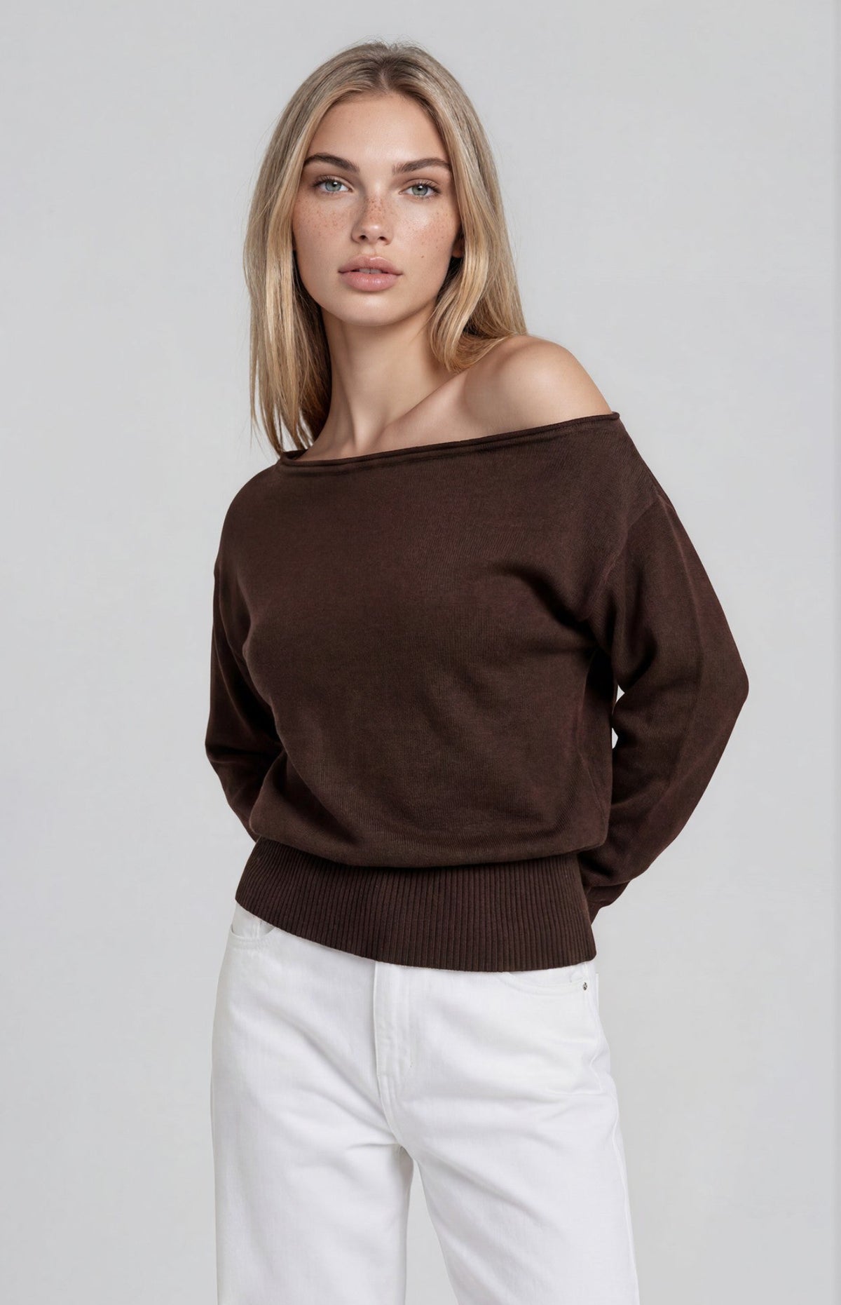 Isobel Off-Shoulder Top - Chocolate