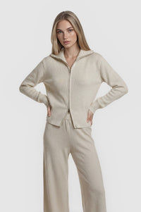 Kadie Jacket & Pants Knit Set - Bone