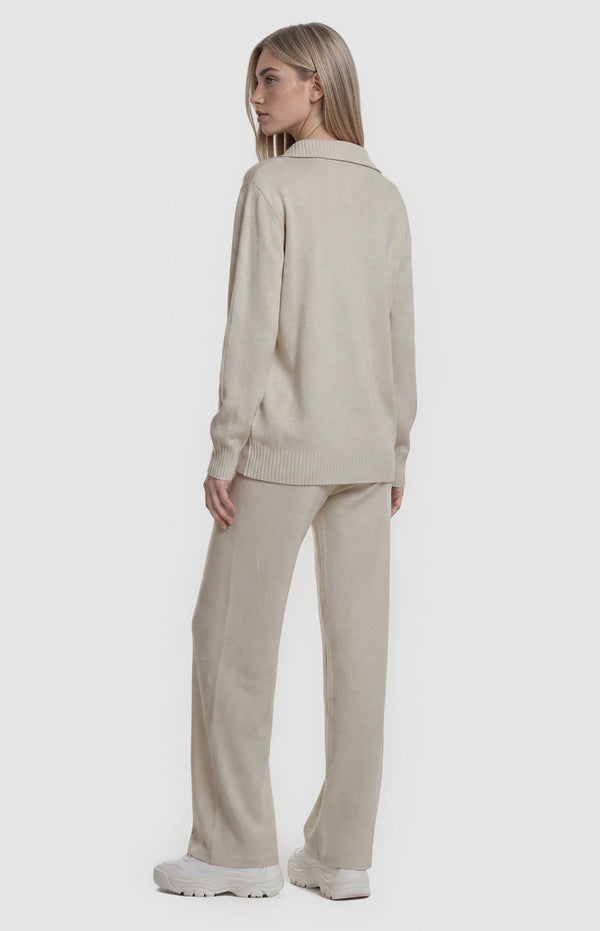 Kadie Jacket & Pants Knit Set - Bone