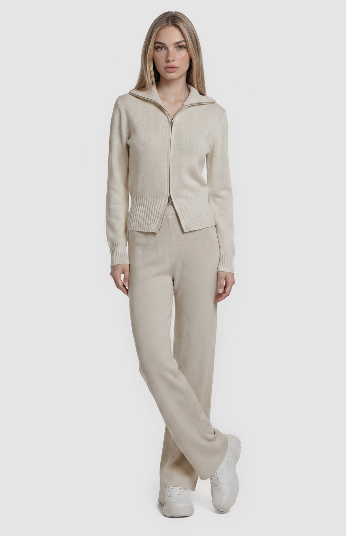 Kadie Jacket & Pants Knit Set - Bone