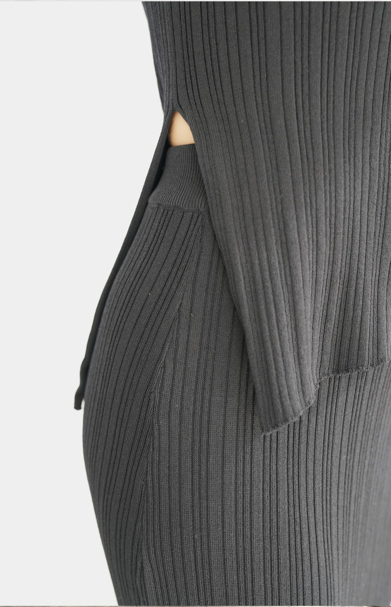 Sapphira Sleeveless Top & Skirt (Knit Set) - Black